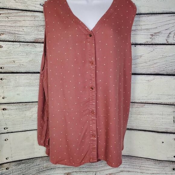 Maurices Sleeveless Heart Print Button Down Blouse Tank Top Women’s 2X - Picture 3 of 8